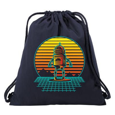 Retro Vintage Robot Robots Robotics Engineer Engineering Drawstring Bag