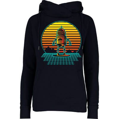 Retro Vintage Robot Robots Robotics Engineer Engineering Womens Funnel Neck Pullover Hood