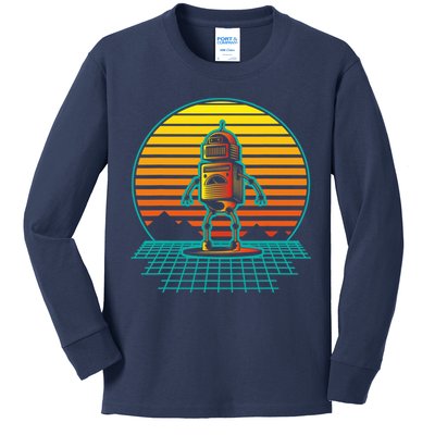 Retro Vintage Robot Robots Robotics Engineer Engineering Kids Long Sleeve Shirt