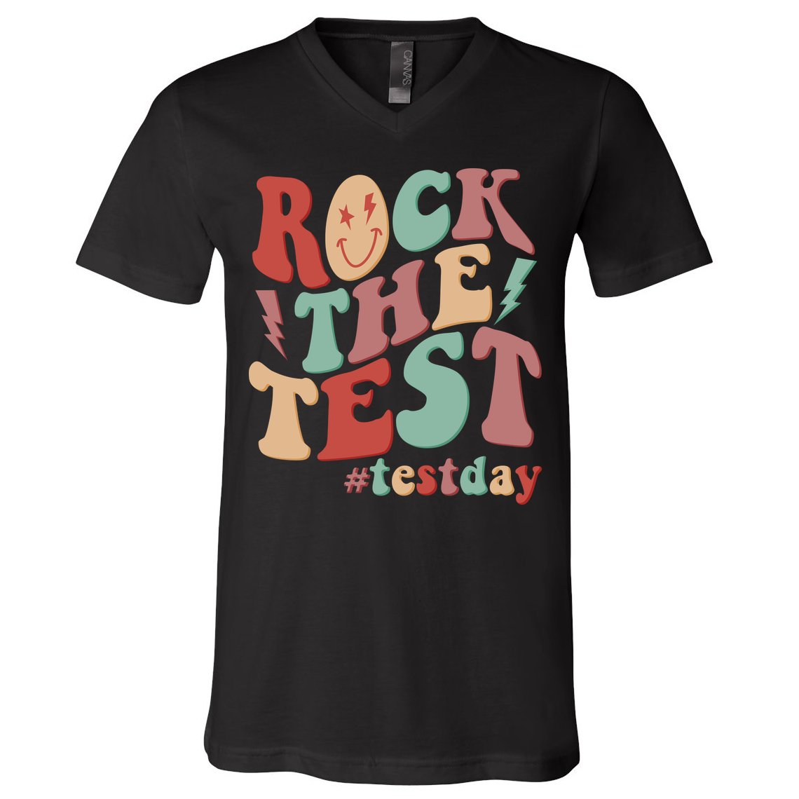 Retro Vintage Rock The Test #Testday V-Neck T-Shirt