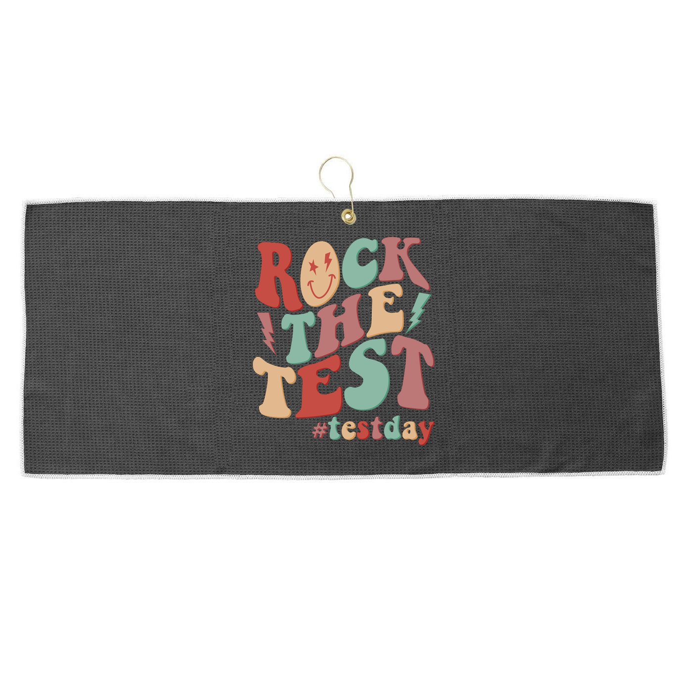 Retro Vintage Rock The Test #Testday Large Microfiber Waffle Golf Towel