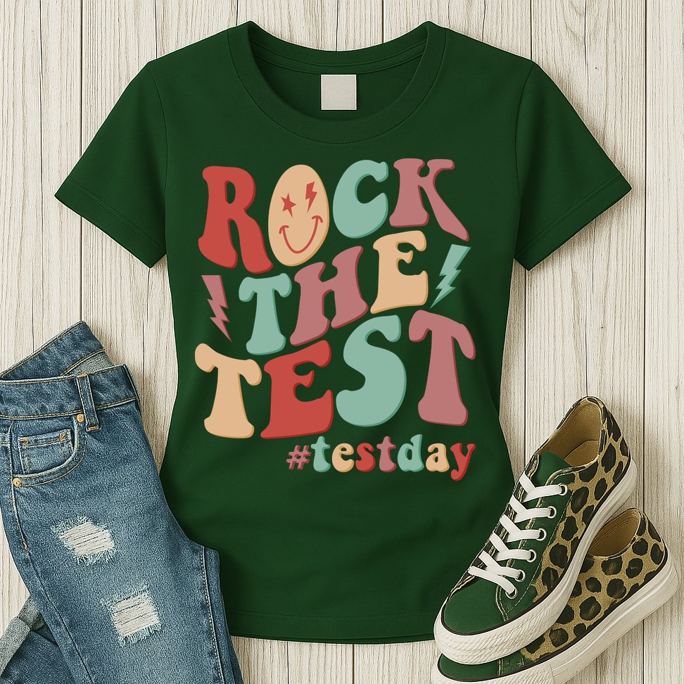 Retro Vintage Rock The Test #Testday Womens T-Shirt