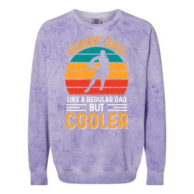 Retro Vintage Rugby Dad Like A Regular Dad But Cooler Fathers Day Colorblast Crewneck Sweatshirt