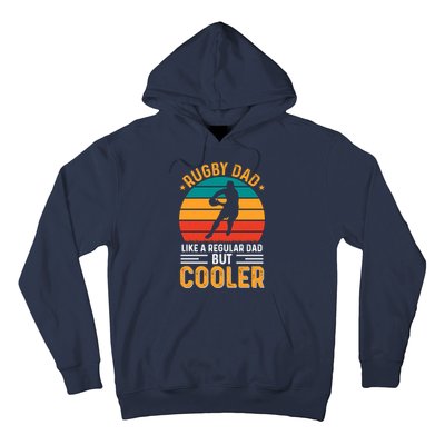 Retro Vintage Rugby Dad Like A Regular Dad But Cooler Fathers Day Hoodie