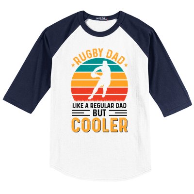 Retro Vintage Rugby Dad Like A Regular Dad But Cooler Fathers Day Baseball Sleeve Shirt