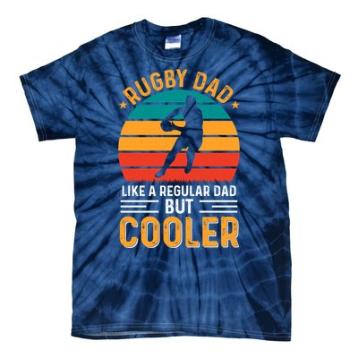 Retro Vintage Rugby Dad Like A Regular Dad But Cooler Fathers Day Tie-Dye T-Shirt