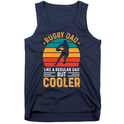 Retro Vintage Rugby Dad Like A Regular Dad But Cooler Fathers Day Tank Top