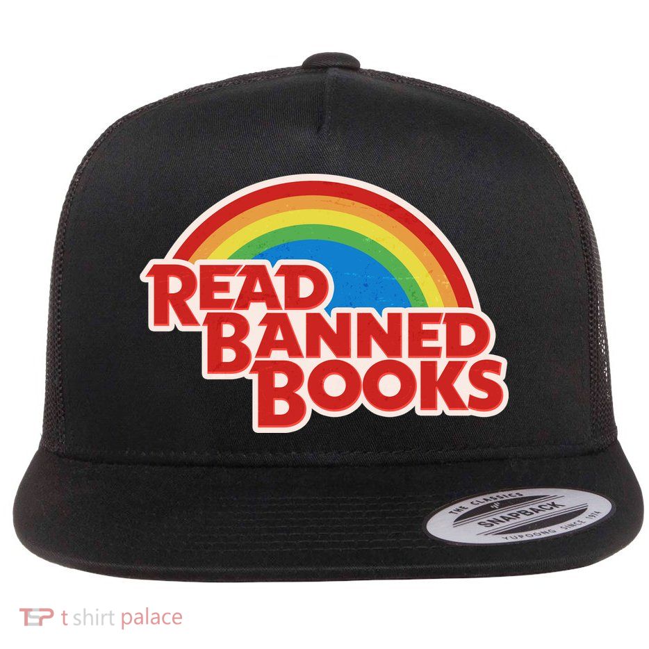 Retro Vintage Read Banned Books Flat Bill Trucker Hat