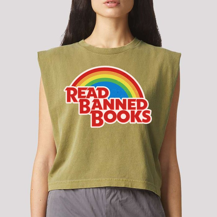 Retro Vintage Read Banned Books Garment-Dyed Women's Muscle Tee