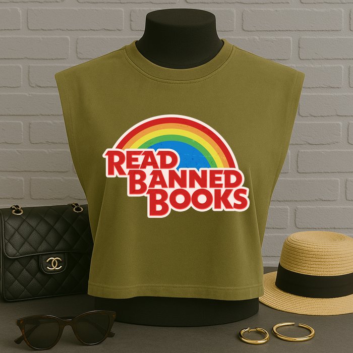 Retro Vintage Read Banned Books Garment-Dyed Women's Muscle Tee