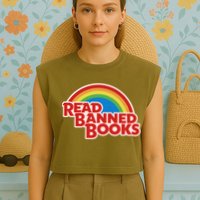 Retro Vintage Read Banned Books Garment-Dyed Women's Muscle Tee