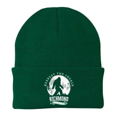 Richmond Virginia Respect The Locals Bigfoot Sasquatch Moon Knit Cap Winter Beanie