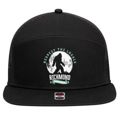 Richmond Virginia Respect The Locals Bigfoot Sasquatch Moon 7 Panel Mesh Trucker Snapback Hat