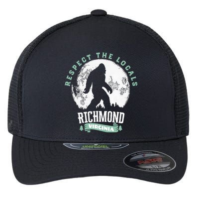 Richmond Virginia Respect The Locals Bigfoot Sasquatch Moon Flexfit Unipanel Trucker Cap