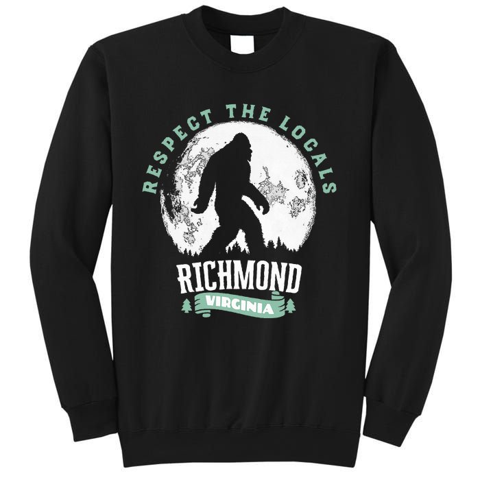 Richmond Virginia Respect The Locals Bigfoot Sasquatch Moon Sweatshirt