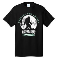 Richmond Virginia Respect The Locals Bigfoot Sasquatch Moon Tall T-Shirt