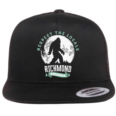 Richmond Virginia Respect The Locals Bigfoot Sasquatch Moon Flat Bill Trucker Hat