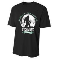 Richmond Virginia Respect The Locals Bigfoot Sasquatch Moon Performance Sprint T-Shirt