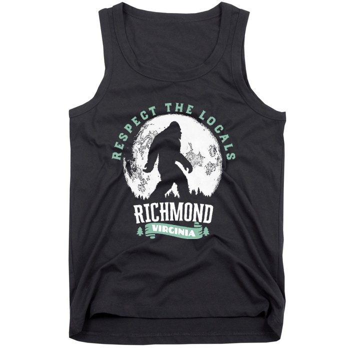 Richmond Virginia Respect The Locals Bigfoot Sasquatch Moon Tank Top