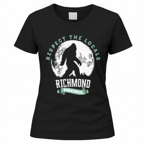 Richmond Virginia Respect The Locals Bigfoot Sasquatch Moon Women's T-Shirt