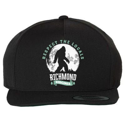 Richmond Virginia Respect The Locals Bigfoot Sasquatch Moon Wool Snapback Cap