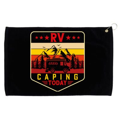 Retro Vintage RV Camping Today Gift Holiday Camping Lover Grommeted Golf Towel