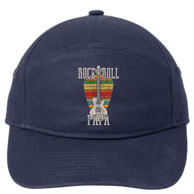 Retro Vintage Rock And Roll Papa Guitar 7-Panel Snapback Hat