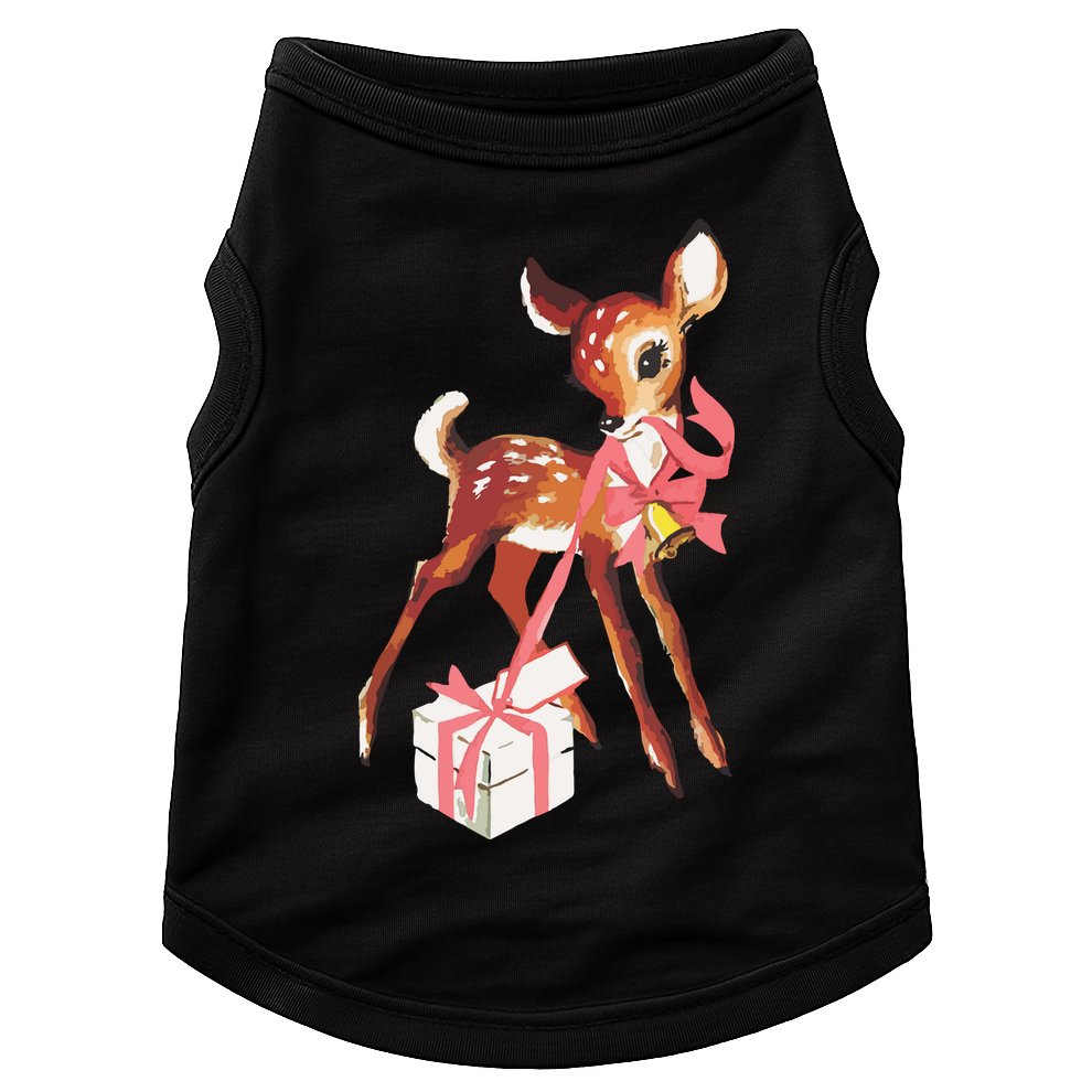 Retro Vintage Reindeer Pink Christmas Baby Deer Cottagecore Doggie Tank