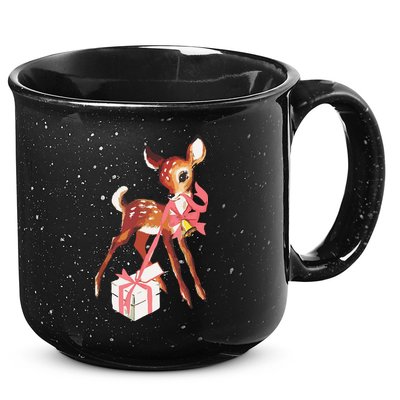 Retro Vintage Reindeer Pink Christmas Baby Deer Cottagecore 15oz Campfire Ceramic Mug