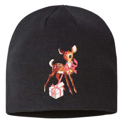 Retro Vintage Reindeer Pink Christmas Baby Deer Cottagecore Sustainable Beanie