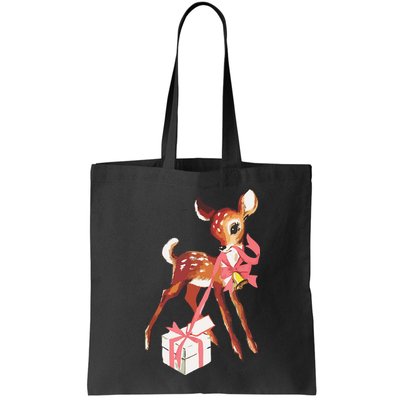 Retro Vintage Reindeer Pink Christmas Baby Deer Cottagecore Bag