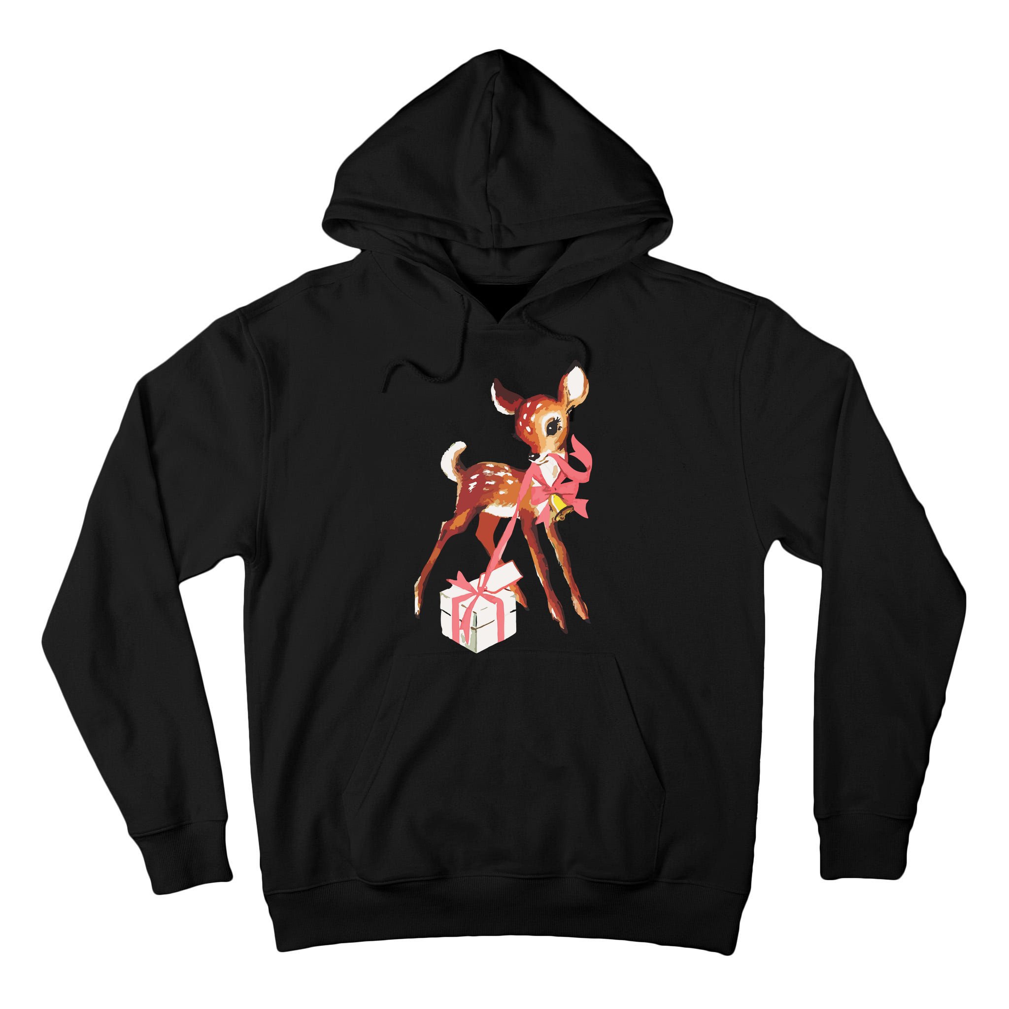 Retro Vintage Reindeer Pink Christmas Baby Deer Cottagecore Tall Hoodie