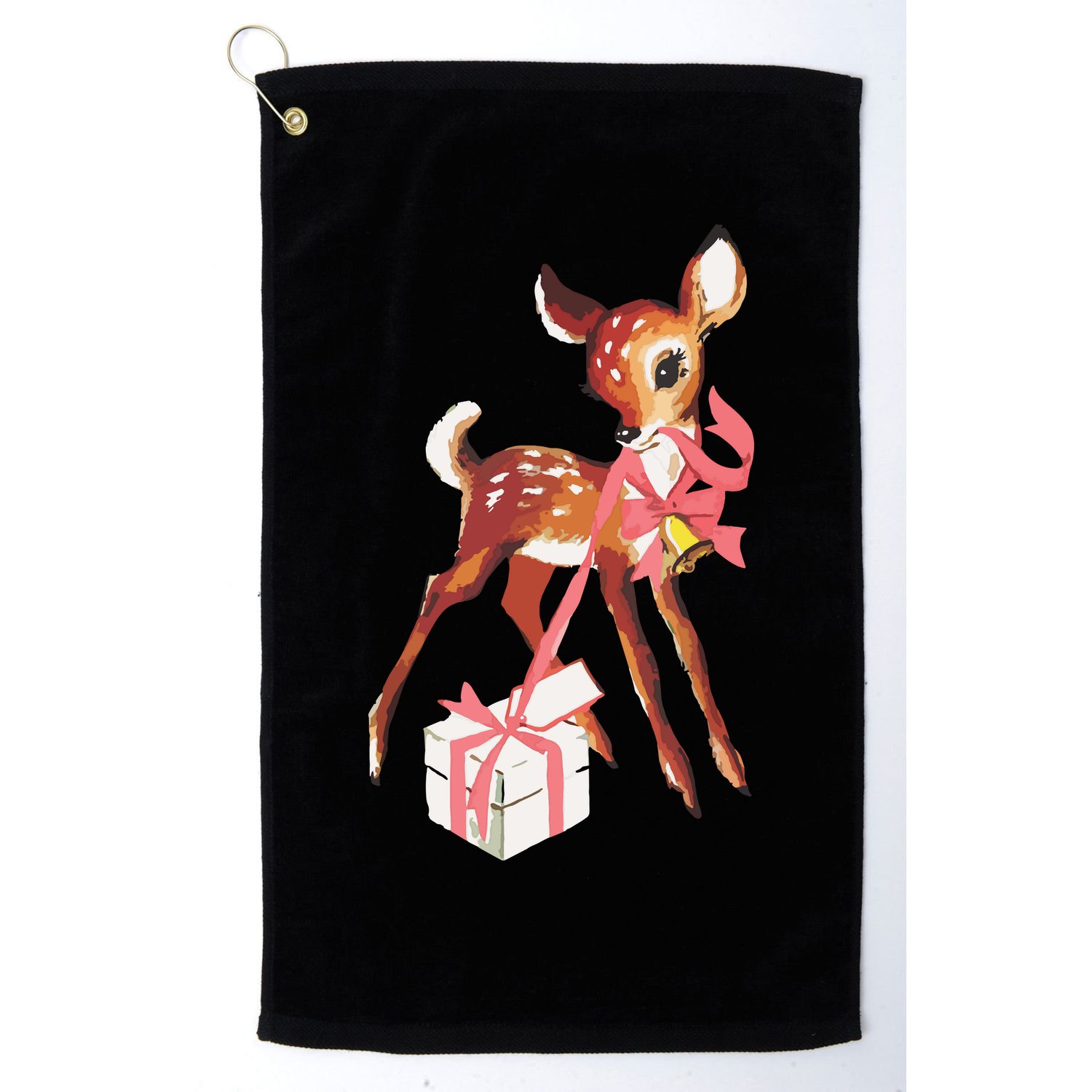 Retro Vintage Reindeer Pink Christmas Baby Deer Cottagecore Golf Towel