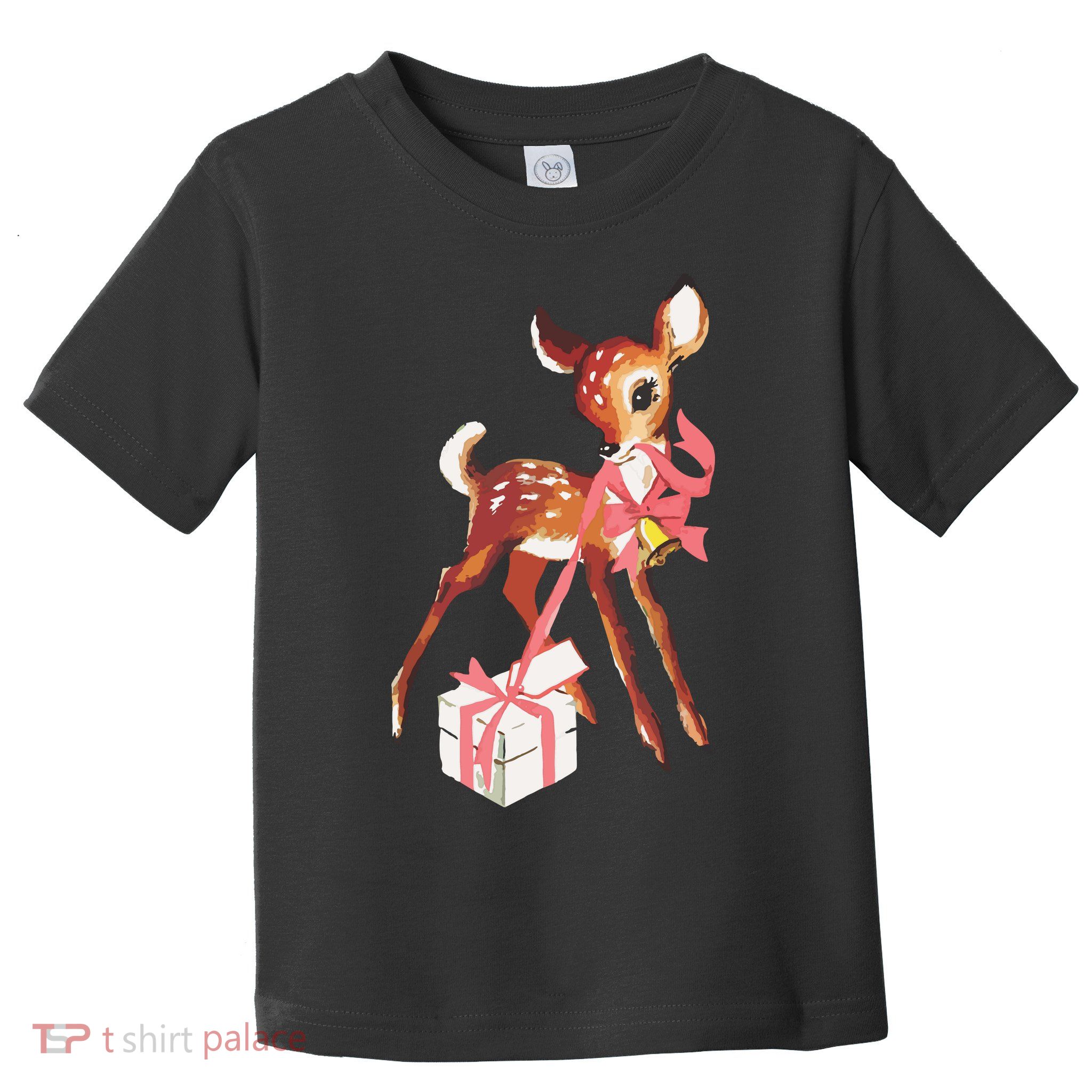 Retro Vintage Reindeer Pink Christmas Baby Deer Cottagecore Toddler T-Shirt