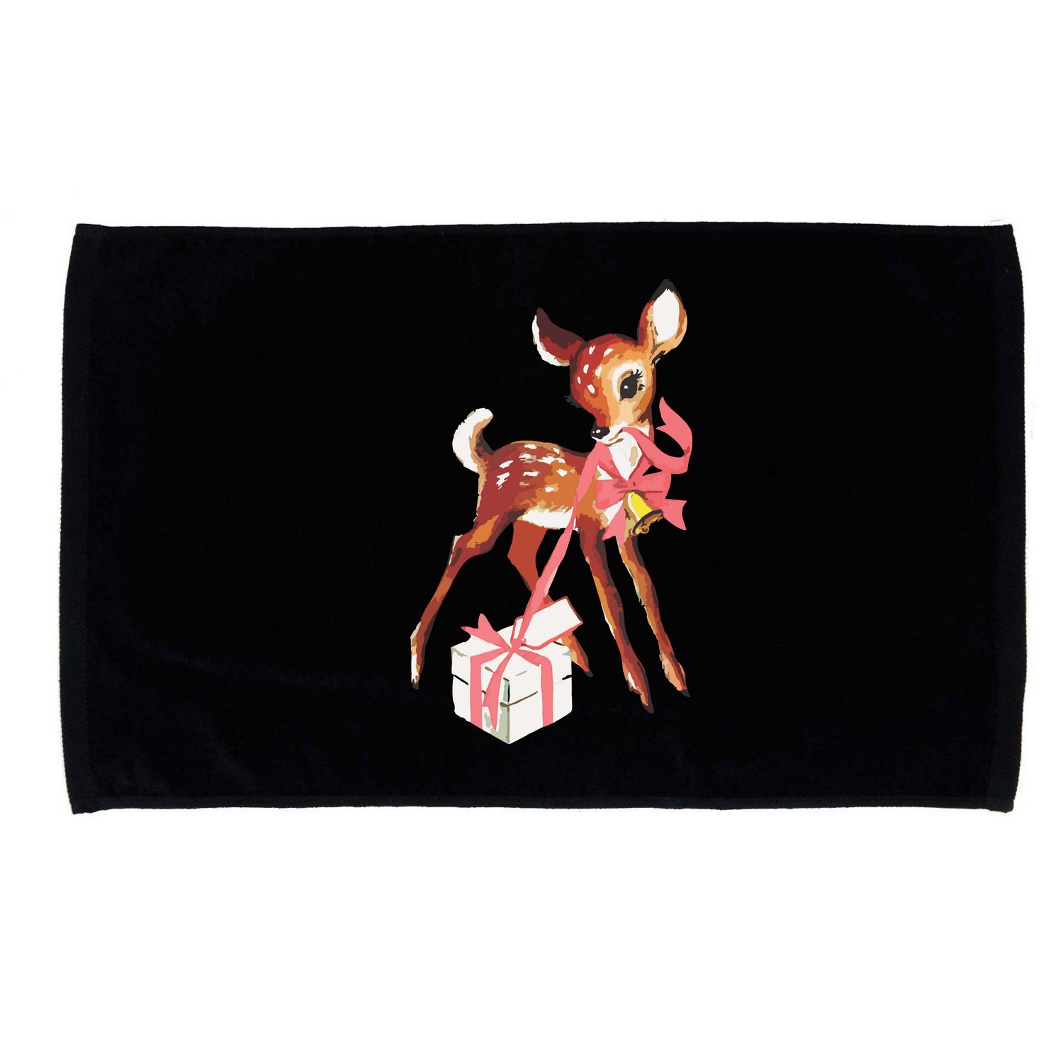 Retro Vintage Reindeer Pink Christmas Baby Deer Cottagecore Microfiber Hand Towel