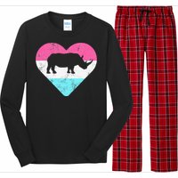 Retro Vintage Rhino Rhinoceros Gift Long Sleeve Pajama Set