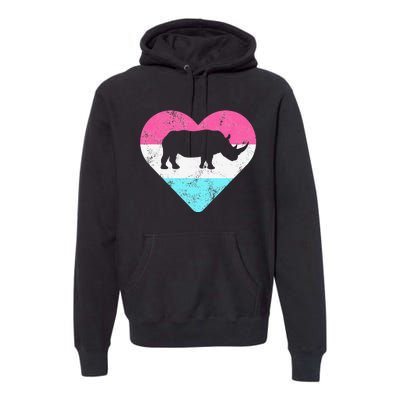 Retro Vintage Rhino Rhinoceros Gift Premium Hoodie