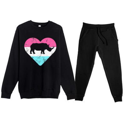 Retro Vintage Rhino Rhinoceros Gift Premium Crewneck Sweatsuit Set