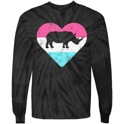 Retro Vintage Rhino Rhinoceros Gift Tie-Dye Long Sleeve Shirt