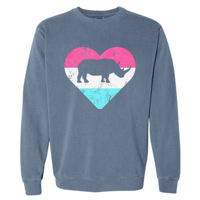 Retro Vintage Rhino Rhinoceros Gift Garment-Dyed Sweatshirt