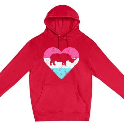 Retro Vintage Rhino Rhinoceros Gift Premium Pullover Hoodie