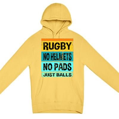 Retro Vintage Rugby Just Balls Players Fans Premium Pullover Hoodie