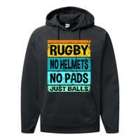 Retro Vintage Rugby Just Balls Players Fans Performance Fleece Hoodie