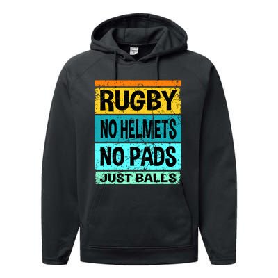 Retro Vintage Rugby Just Balls Players Fans Performance Fleece Hoodie