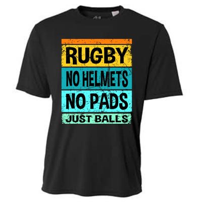 Retro Vintage Rugby Just Balls Players Fans Cooling Performance Crew T-Shirt