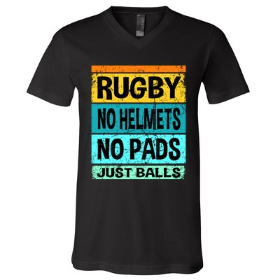 Retro Vintage Rugby Just Balls Players Fans V-Neck T-Shirt