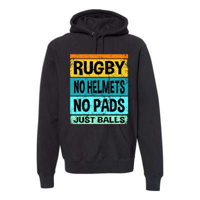 Retro Vintage Rugby Just Balls Players Fans Premium Hoodie