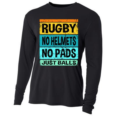 Retro Vintage Rugby Just Balls Players Fans Cooling Performance Long Sleeve Crew