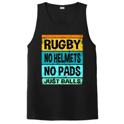 Retro Vintage Rugby Just Balls Players Fans PosiCharge Competitor Tank