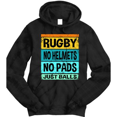 Retro Vintage Rugby Just Balls Players Fans Tie Dye Hoodie